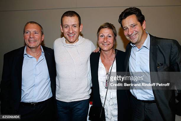 Dany Boon , Laurent Gerra , Director of the RAID and the FIPN, Jean-Michel Fauvergue and his wife pose Backstage after the "Dany De Boon Des...