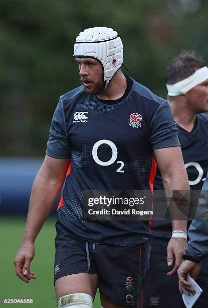 Dave Attwood looks on during the England training session held at Pennyhill Park on November 22, 2016 in Bagshot, England.