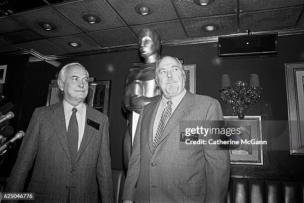 James Ivory and Robert Altman attend the nominees luncheon for 65th Annual Academy Awards on March 23, 1993 at the Russian Tea Room in New York City,...
