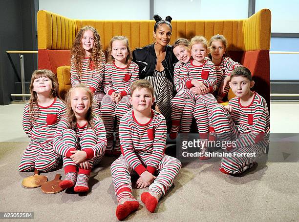 Alesha Dixon with Alder Hey Ambassadors at Alder Hey Children's Hospital to support the Matalan Get Your Stripes Fundraising Campaign on November 22,...