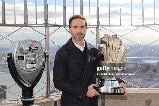 Nascar Sprint Cup Series Champion Jimmie Johnson visits The Empire State Building on November 22, 2016 in New York City. Newly-crowned 2016 NASCAR...