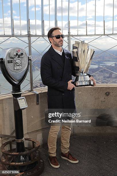 Nascar Sprint Cup Series Champion Jimmie Johnson visits The Empire State Building on November 22, 2016 in New York City. Newly-crowned 2016 NASCAR...