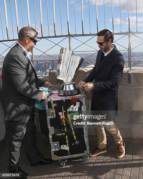 Nascar Sprint Cup series champion Jimmie Johnson visits the Empire State Building at The Empire State Building on November 22, 2016 in New York City.