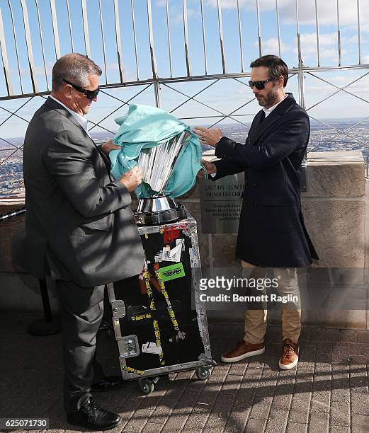 Nascar Sprint Cup series champion Jimmie Johnson visits the Empire State Building at The Empire State Building on November 22, 2016 in New York City.