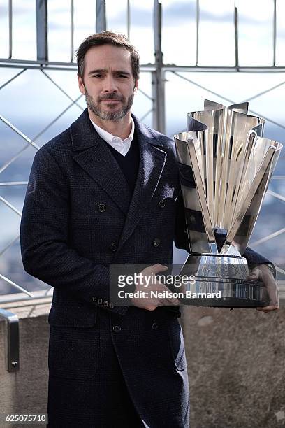 Nascar Sprint Cup Series Champion Jimmie Johnson visits The Empire State Building on November 22, 2016 in New York City. Newly-crowned 2016 NASCAR...
