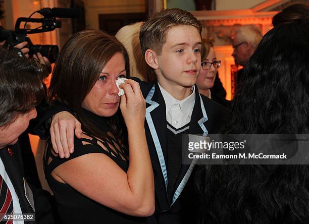Ceri Knapton, Mother of Ethan Knapton of Forward Academy during the Place2Be Wellbeing in Schools Awards attended by The Duchess of Cambridge at...