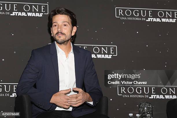 Actor Diego Luna attends a press conference and photocall to promote the film "Rogue One: A Star Wars Story" at St. Regis Hotel on November 22, 2016...