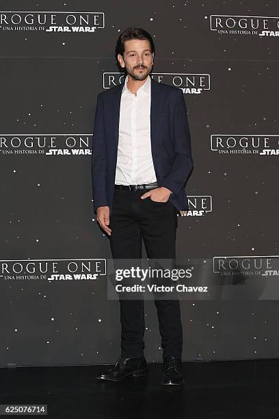 Actor Diego Luna attends a press conference and photocall to promote the film "Rogue One: A Star Wars Story" at St. Regis Hotel on November 22, 2016...