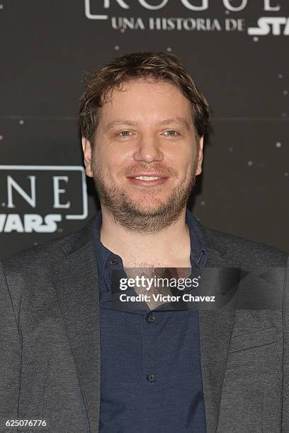 Film director Gareth Edwards attends a press conference and photocall to promote the film "Rogue One: A Star Wars Story" at St. Regis Hotel on...