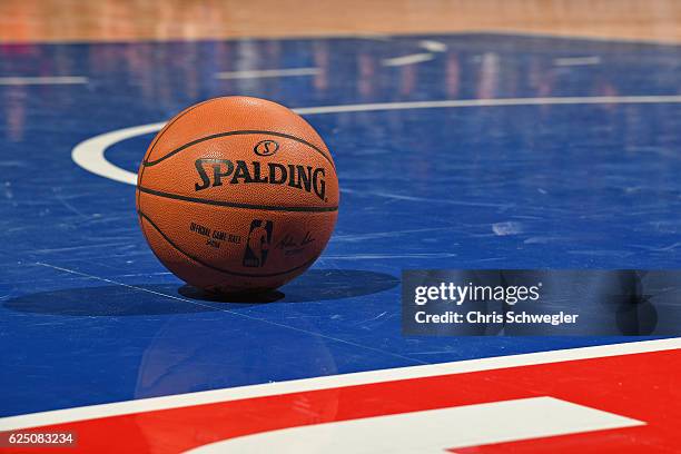 Close up shot of the Official NBA Spalding Basketball during the Houston Rockets game against the Detroit Pistons on November 21, 2016 at The Palace...