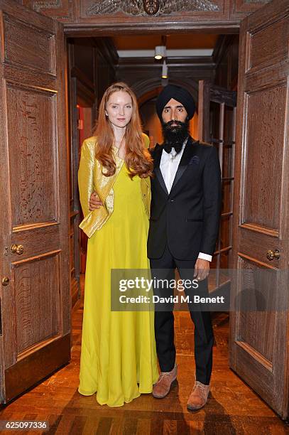 Lily Cole and Waris Ahluwalia attend a VIP dinner to celebrate The Animal Ball 2016 presented by Elephant Family at Maison Assouline on November 22,...