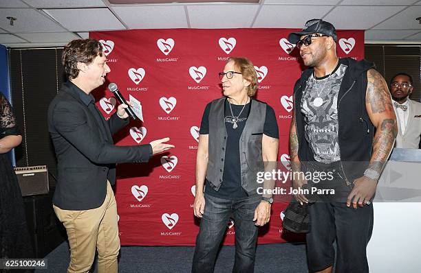 Doug Emery, Richie Supa and Flo Rida attend a special event at the Recovery Unplugged Treatment Center for MusiCares on November 22, 2016 in Fort...