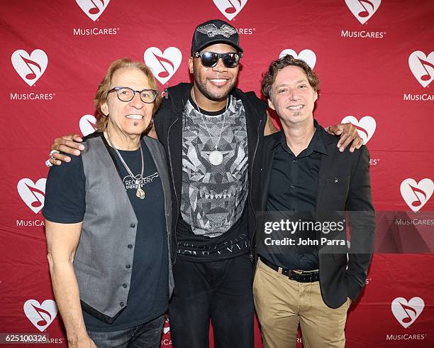 Richie Supa, Flo Rida GRAMMY-nominated rapper and Doug Emery attend a special event at the Recovery Unplugged Treatment Center for MusiCares on...