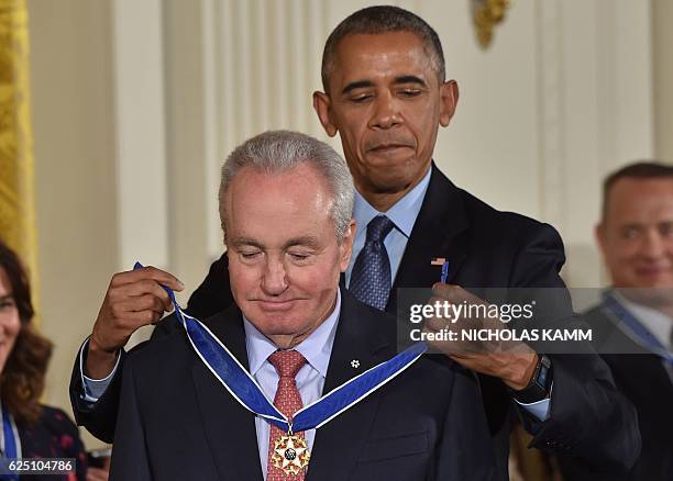 President Barack Obama presents Saturday Night Live producer and screenwriter Lorne Michaels with the Presidential Medal of Freedom, the nation's...