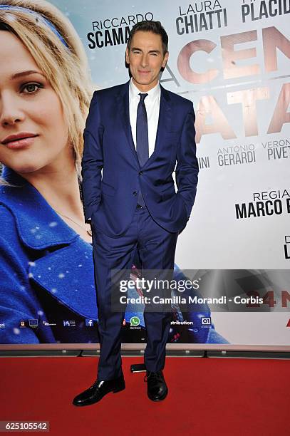 Marco Liorni walks a red carpet for 'La Cena Di Natale' on November 22, 2016 in Rome, Italy.