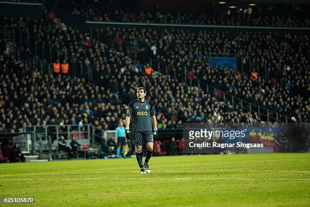 Iker Casillas of FC Porto in action during the UEFA Champions League group stage match between FC Copenhagen and FC Porto at Parken Stadium on...