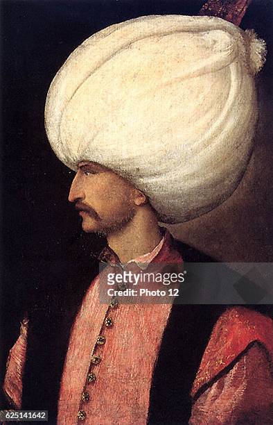 Suleiman I, Sultan of the Ottoman Empire from 1520, known in the West as Suleiman the Magnificent and in the East as the Lawmaker. Portrait...
