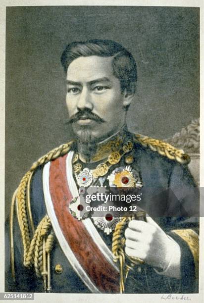 Mutsuhito, Emperor Meiji, 122nd Emperor of Japan from 1867. During his reign Japan_underwent great political, social and industrial changes and...