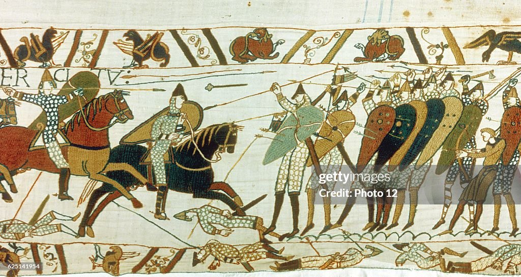 Bayeux Tapestry, Battle of Hastings.