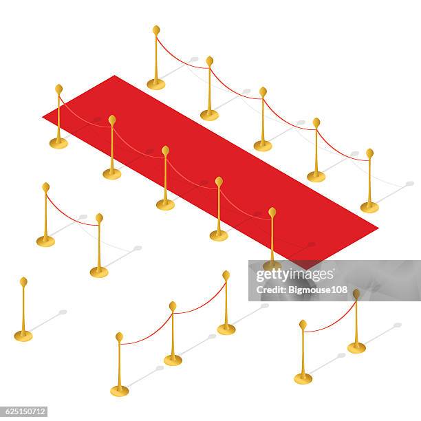 red carpet set isometric view. vector - hollywood house stock illustrations