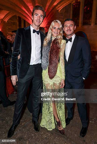 James Cook, Poppy Delevingne and Luke Evans attends the Save The Children Winter Gala at The Guildhall on November 22, 2016 in London, England.