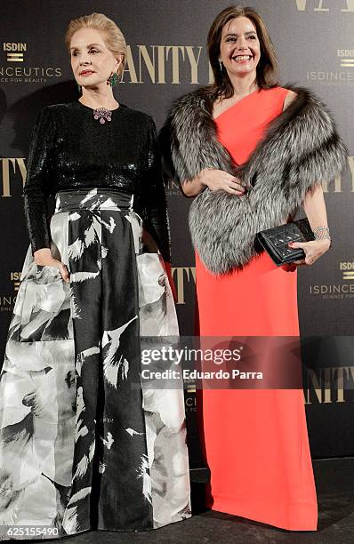 Designer Carolina Herrera attends the 'Vanity Fair number 100 party' photocall at Real Academia de Bellas Artes de San Fernando on November 22, 2016...