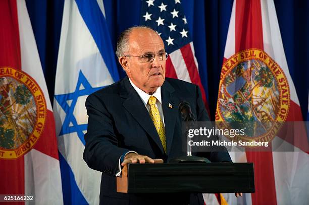 Former Mayor of New York, Rudy Giuliani speaks to members of the Jewish Community about Mitt Romney and why he would make a better President than...