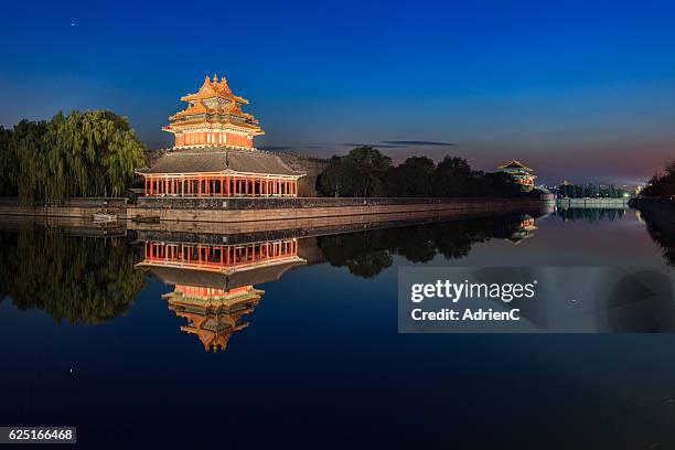 north west corner of forbidden city in beijing - royal pavilion stock pictures, royalty-free photos & images