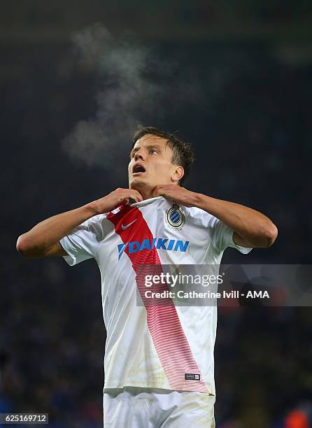 Jelle Vossen of Club Brugge during the UEFA Champions League match between Leicester City FC and Club Brugge KV at The King Power Stadium on November...