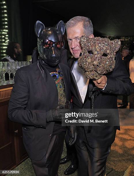 Nicky Haslam and Mario Testino attend The Animal Ball 2016 presented by Elephant Family at Victoria House on November 22, 2016 in London, England.