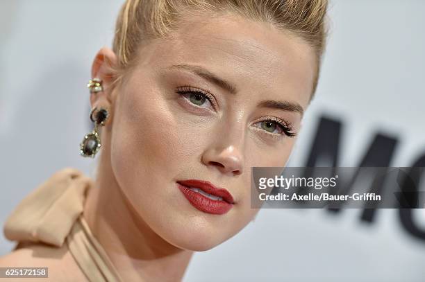 Actress Amber Heard arrives at Glamour Women of the Year 2016 at NeueHouse Hollywood on November 14, 2016 in Los Angeles, California.