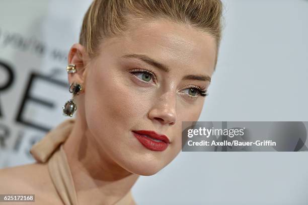 Actress Amber Heard arrives at Glamour Women of the Year 2016 at NeueHouse Hollywood on November 14, 2016 in Los Angeles, California.