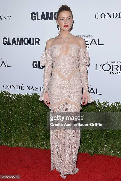 Actress Amber Heard arrives at Glamour Women of the Year 2016 at NeueHouse Hollywood on November 14, 2016 in Los Angeles, California.