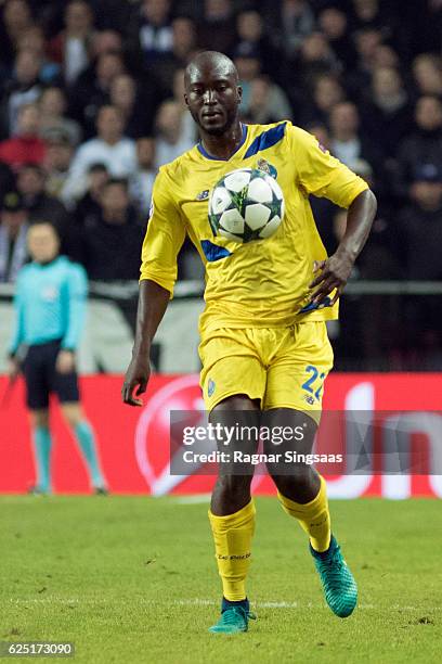 Danilo Pereira of FC Porto controls the ball during the UEFA Champions League group stage match between FC Copenhagen and FC Porto at Parken Stadium...