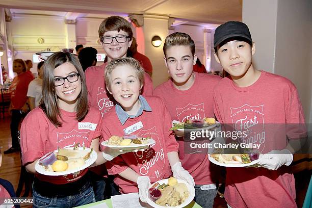 Back Row: Actor Aidan Miner from School of Rock. Front Row: Actors Madisyn Shipman from Game Shakers, Casey Simpson from Nicky, Ricky, Dicky & Dawn,...