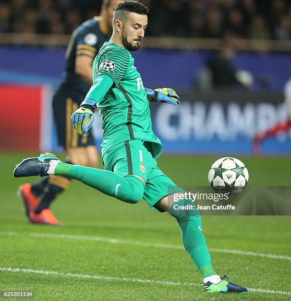 Goalkeeper of Monaco Danijel Subasic in action during the UEFA Champions League match between AS Monaco FC and Tottenham Hotspur FC at Stade Louis II...