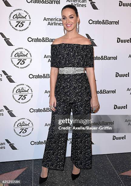 Singer Katy Perry attends Capitol Records 75th Anniversary Gala at Capitol Records Tower on November 15, 2016 in Los Angeles, California.