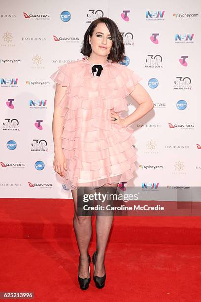 Megan Washington arrives for the 30th Annual ARIA Awards 2016 at The Star on November 23, 2016 in Sydney, Australia.