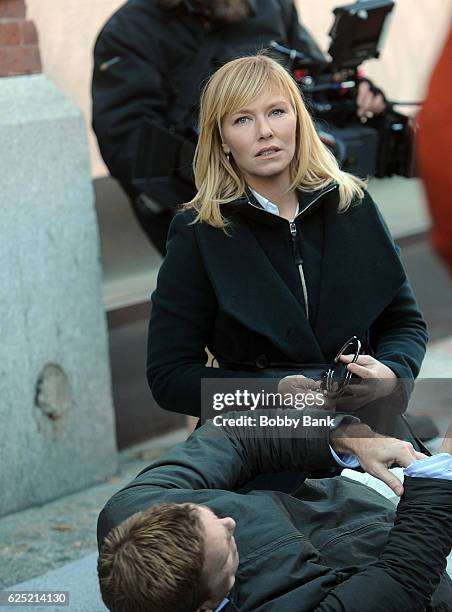Kelli Giddish on the set of "Law & Order" Special Victims Unit on November 22, 2016 in New York City.