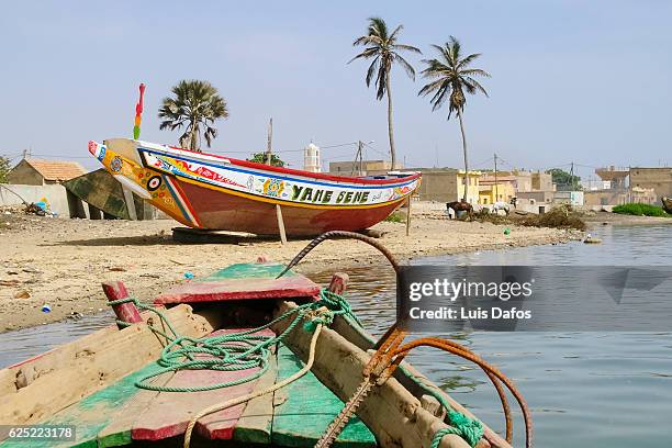 boats on senegal river, saint-louis - dugout canoe ストックフォトと画像