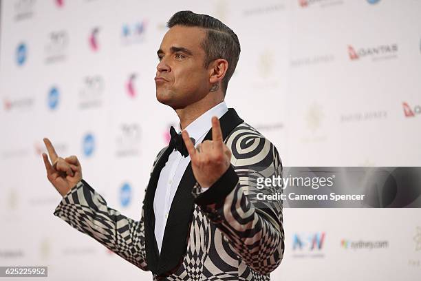 Robbie Williams arrives for the 30th Annual ARIA Awards 2016 at The Star on November 23, 2016 in Sydney, Australia.