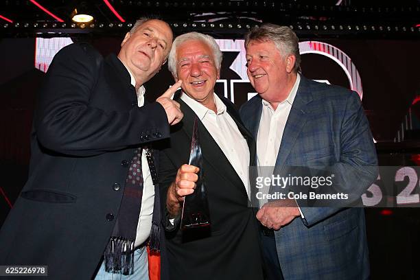 Michael Gudinski, Sebastian Chase and Darren Hanlon attend the Chairman's Cocktail ahead of the 30th Annual ARIA Awards 2016 at The Star on November...