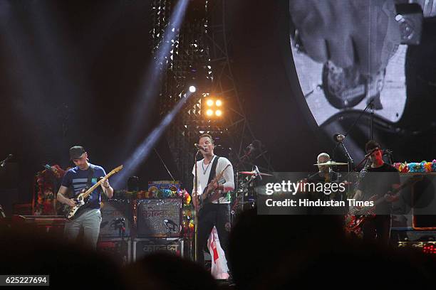 British rock band Coldplay performs during Global Citizen India concert 2016 at BKC, on November 19, 2016 in Mumbai, India. Coldplay's frontman Chris...