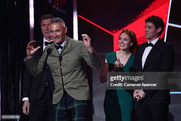 The Wiggles accept the ARIA for Best Children's Album during the 30th Annual ARIA Awards 2016 at The Star on November 23, 2016 in Sydney, Australia.
