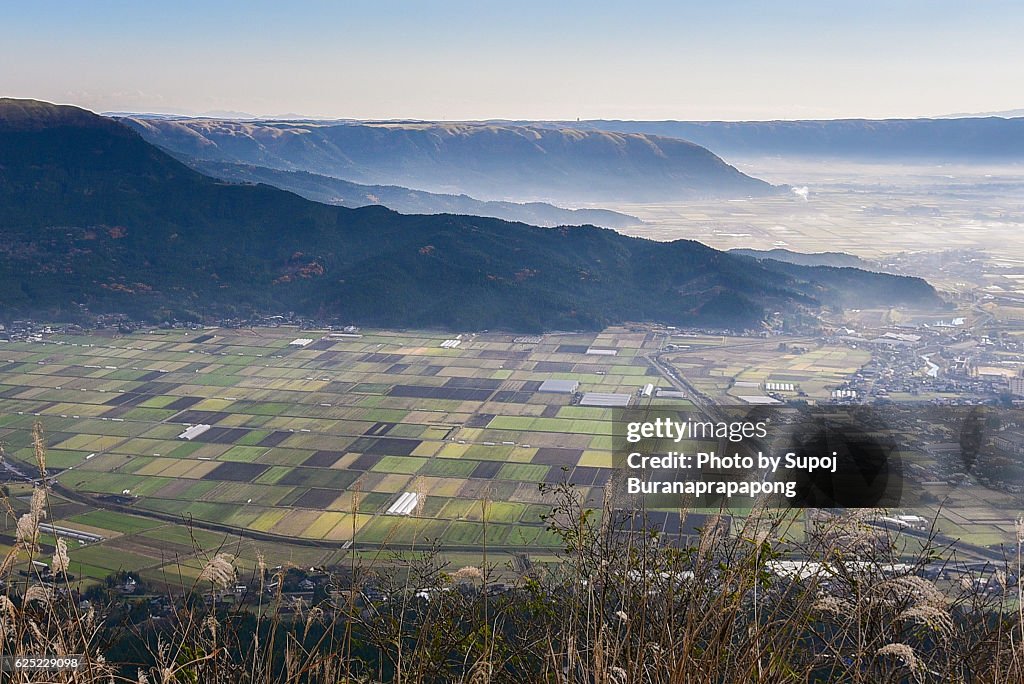 Aso village in the morning , kyushu , japan