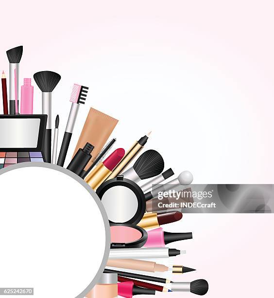 cosmetics with text space - makeup foundation stock illustrations