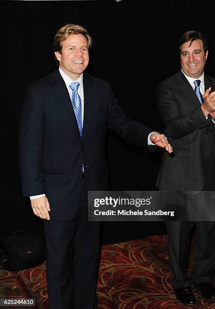 American politicians Mike Haridopolos and Adam Hasner attend the 'Lincoln Day Dinner' at the Kravis Center, West Palm Beach, Florida, February 24,...