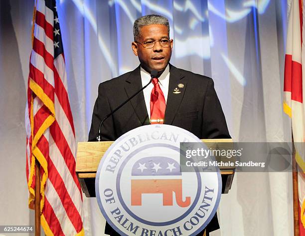 American politician Congressman Allen West hosts the Palm Beach County Republican Party's Lincoln Day Dinner, held at the Kravis Center, West Palm...