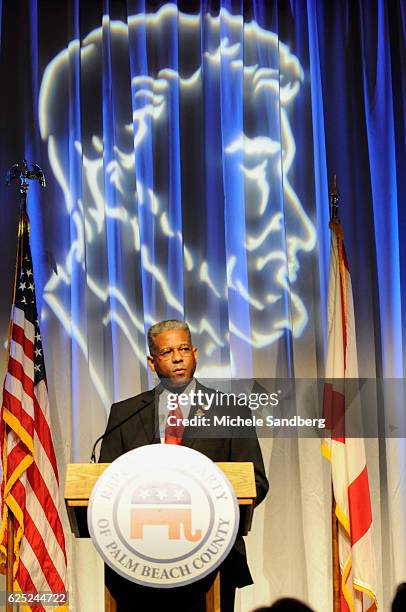 American politician Congressman Allen West hosts the Palm Beach County Republican Party's Lincoln Day Dinner, held at the Kravis Center, West Palm...