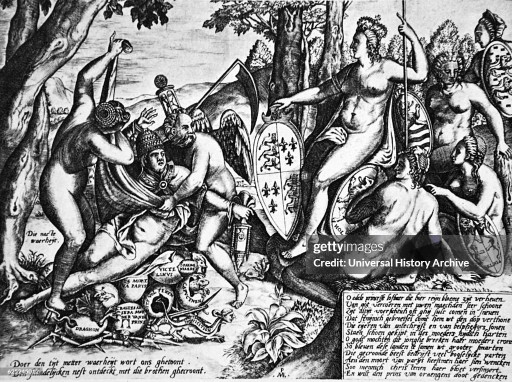 An antipapal satire depicting Queen Elizabeth I and Pope Gregory XIII.